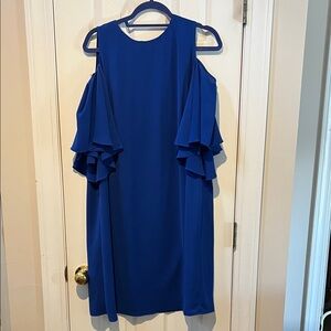 London Times Royal Blue Ruffle Sleeve Dress